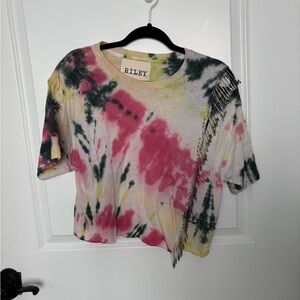 Nordstrom Pink and Yellow Crop Graphic T-Shirt